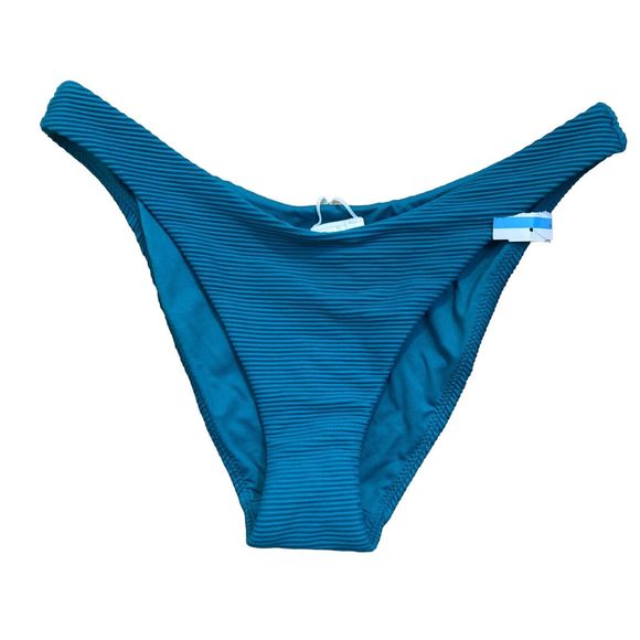 Seafolly Australia Women’s US Sz 8 AU 12 High Cut Swim Bikini Bottom Teal NWOT - Picture 1 of 6